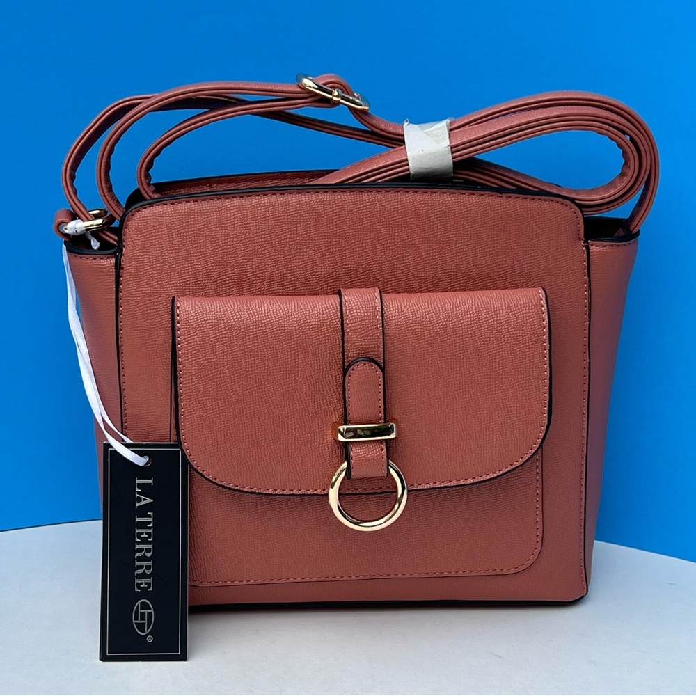 Terracotta color Vegan Leather Crossbody Bag Purse